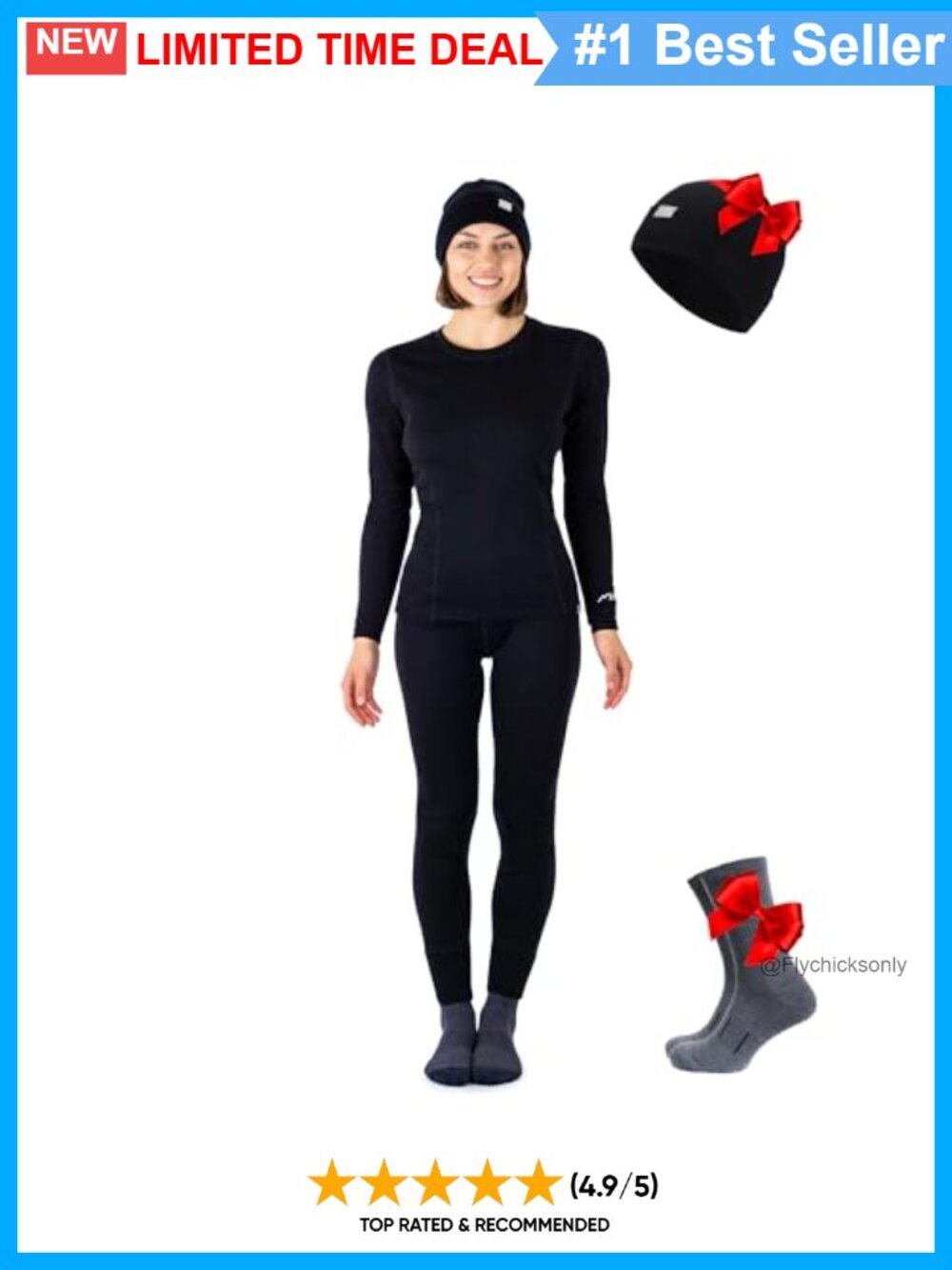 Merino Wool Base Layer Set Thermal Top Bottom Leggings